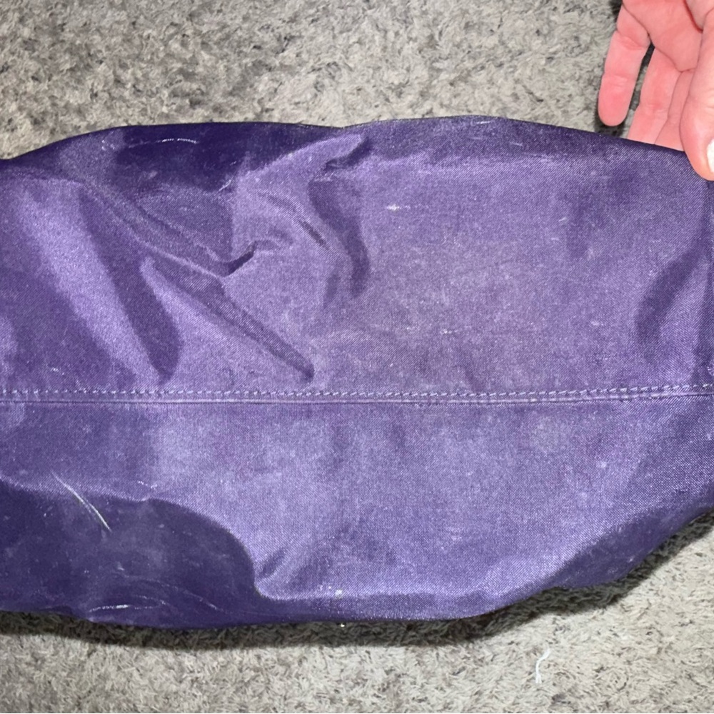 Longchamp expandable Classic purple (billbury) Tote Bag with Brown Trim - Picture 3 of 5